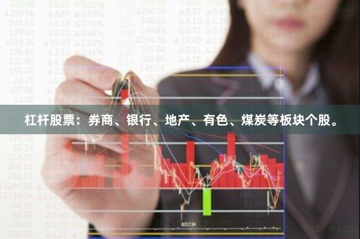 杠杆股票：券商、银行、地产、有色、煤炭等板块个股。